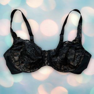 Lunaire Women’s Plus Size Black Sexy Lace Unlined Bra Size 40C